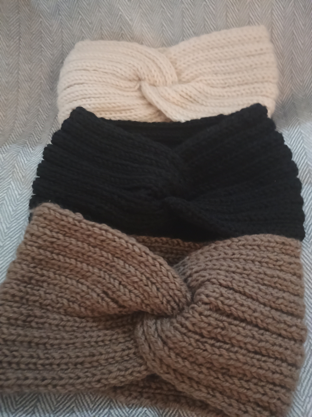 Knit Twist 3 Pc Headband - Black, Brown, Cream